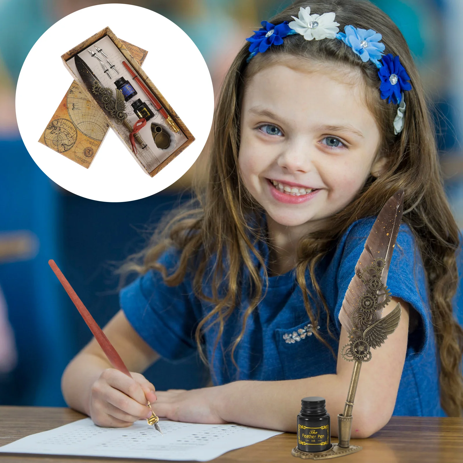 

Набор каллиграфии Dip Pen для начинающих, креативная каллиграфия, Золотой шлейф, искусственный винтажный Деловой Подарок