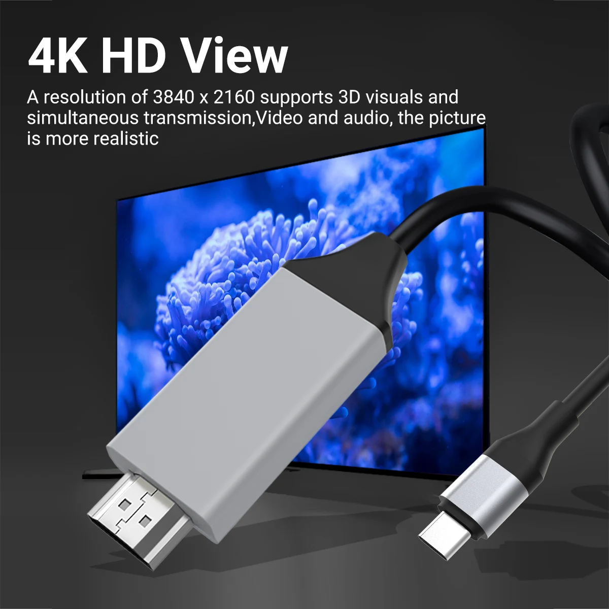Cavo USB C To HDMI 2m ZINOOY - 4K@60Hz Compatibile Thunderbolt 3