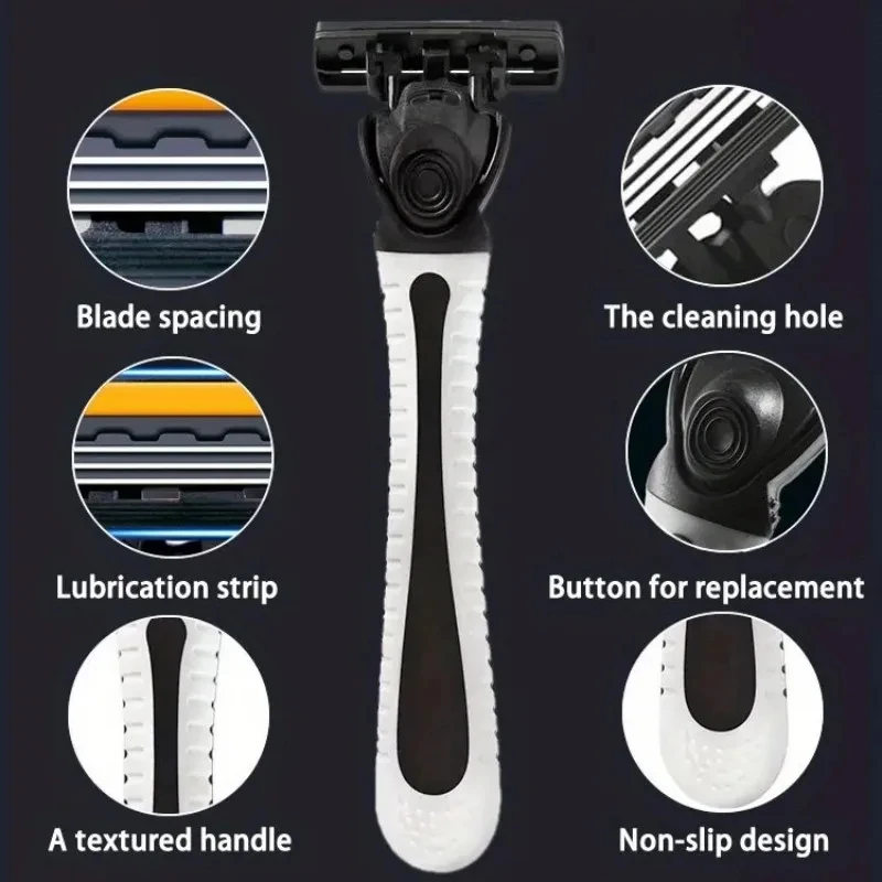 Razor 3-layer Stainless Steel Blade Men Washable For Travel For Home Shaver Manual Shave Daily Face Care