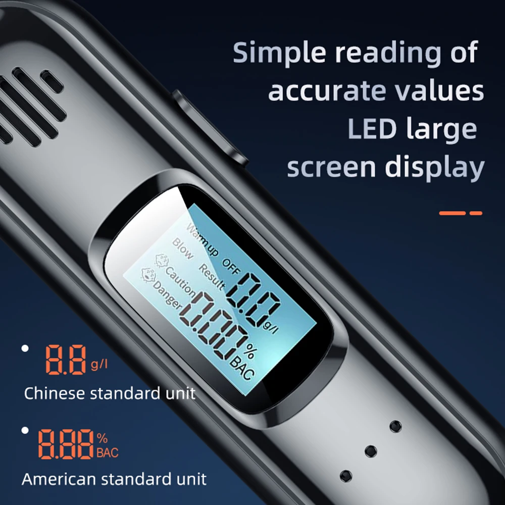 Non-Contact Alcohol Tester with LED Digital Display Alcoholmeter USB Rechargeable Alcohol Tester Breathalyzer Diagnostic Tool