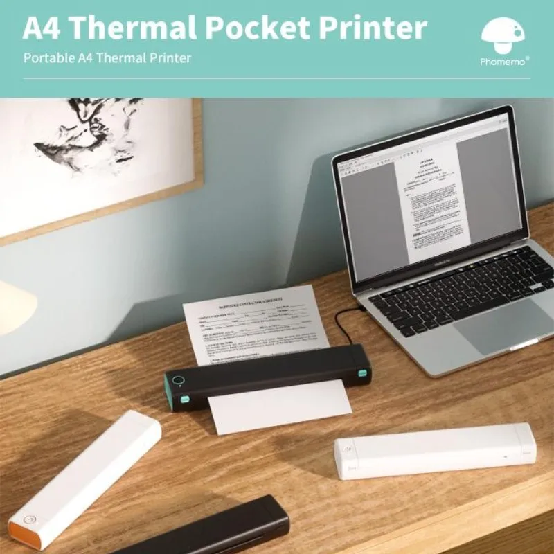 Printer Bluetooth nirkabel M08f, Printer termal portabel kertas A4 8