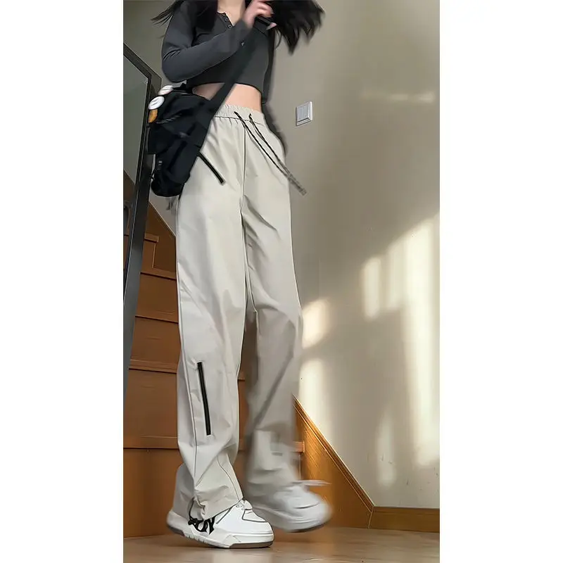 Wide Leg Assault Pants Women's American Loose Straight Tube Slimming Windproof and Waterproof Hiking Casual Workwear Pants 5