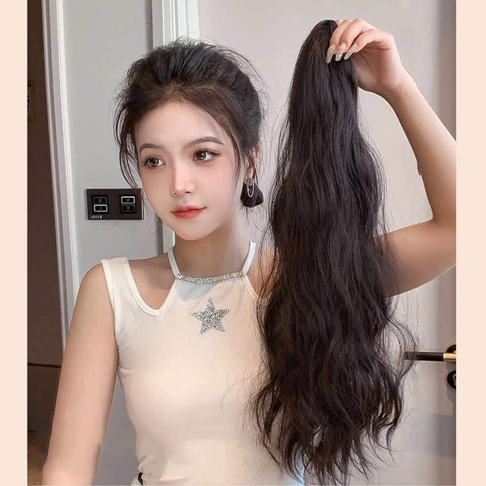 Synthetic Pink Ombre Curly Ponytail Hair Extension Clip