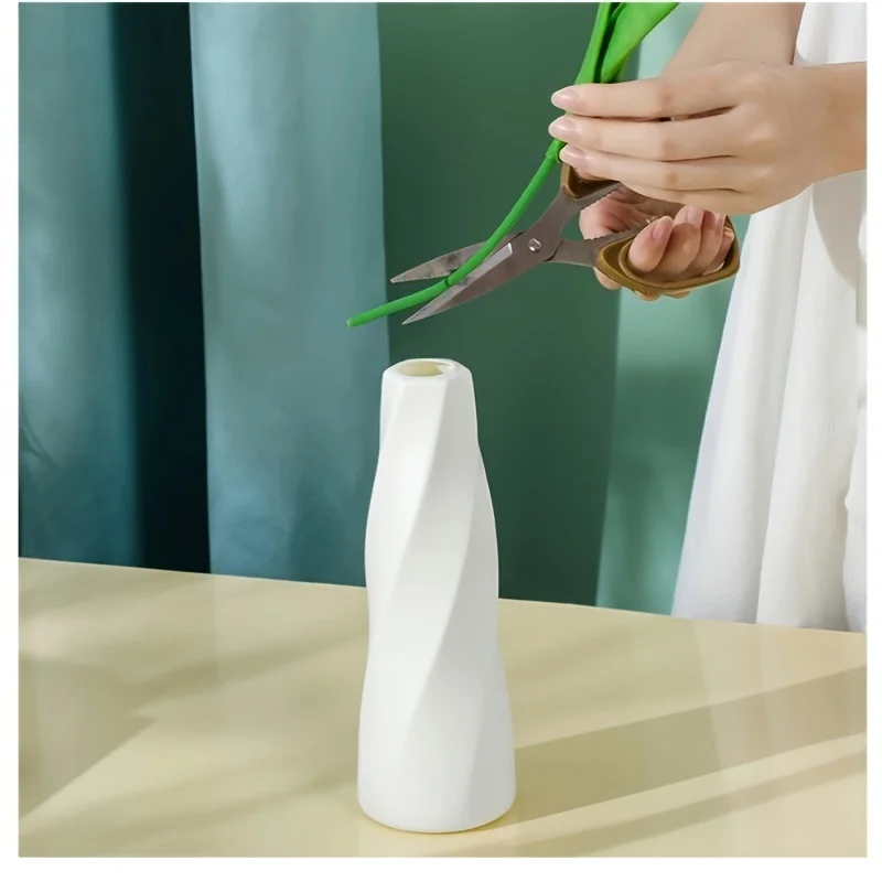 Aesthetic Ceramic-Look Plastic Vase Modern Matte Finish for Dried Pampas Grass Lightweight Unbreakable Decor Wedding Centerpiece