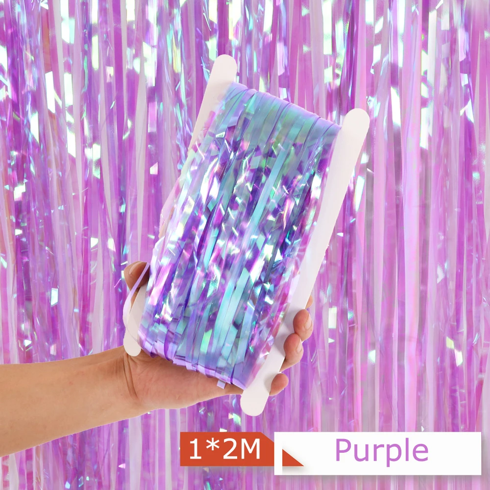 Shimmering Iridescent Foil Fringe Curtain Party Backdrop Decor