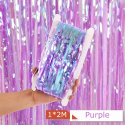 Shimmering Iridescent Foil Fringe Curtain Party Backdrop Decor - 1M Wide and 2M Long (Iridescent)