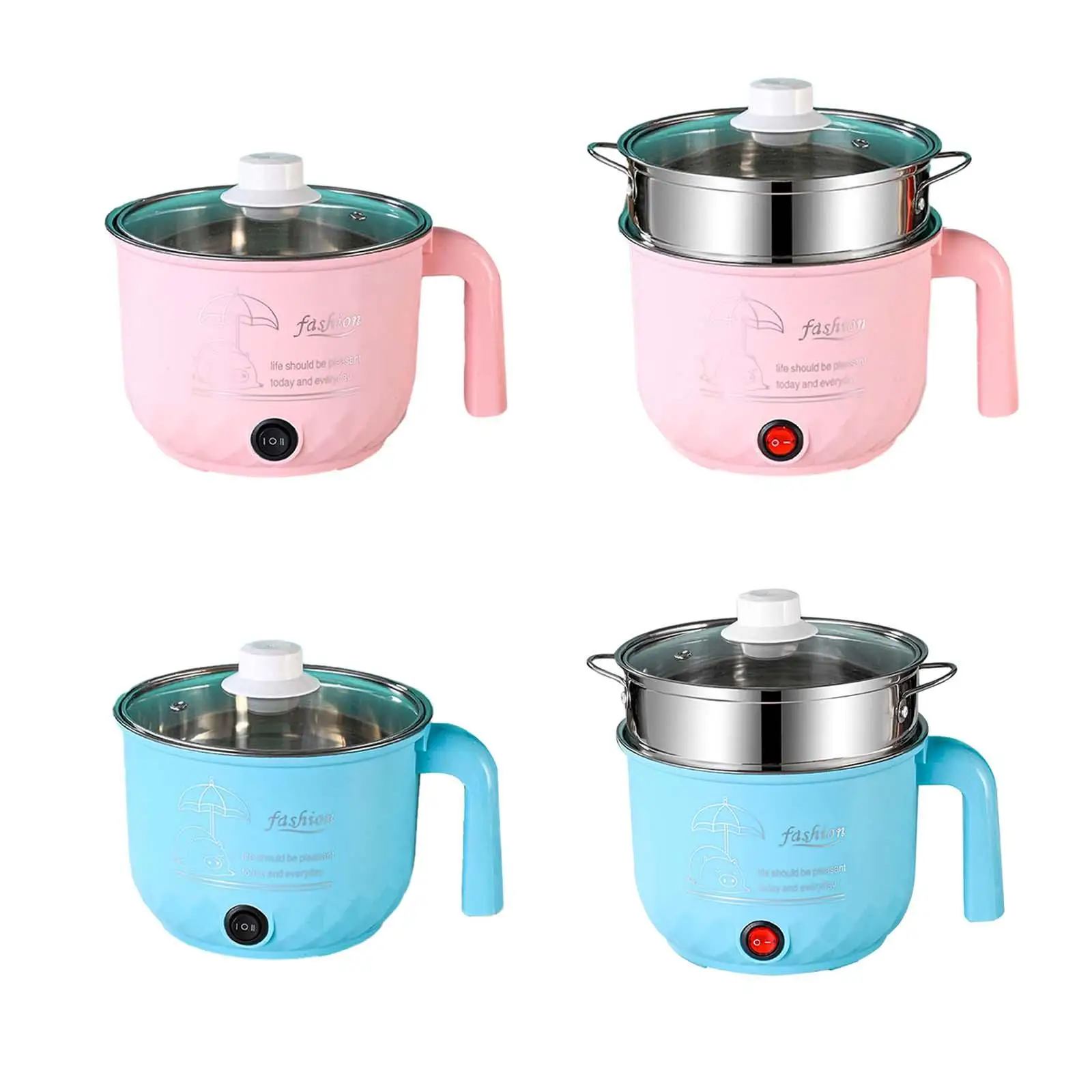 

Electric Cooker Nonstick Small Electric Cooker Stainless Steel Visible Lid Soup Steamer for Noodles Pasta Dumpling Eggs