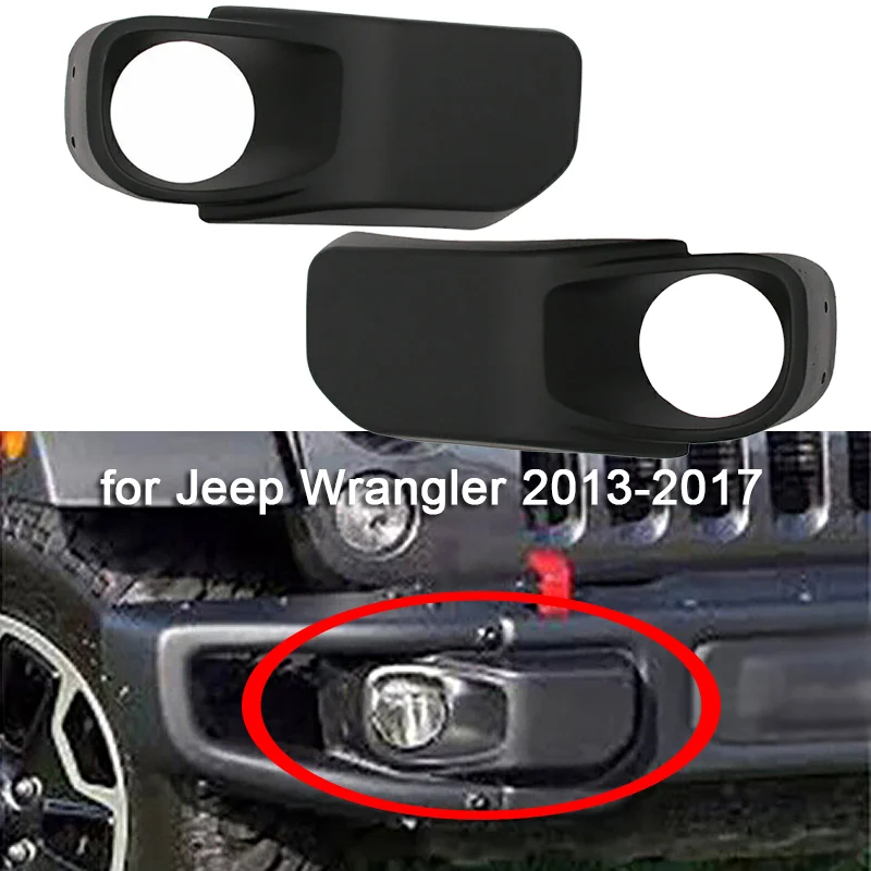 

2Pcs Car Front Bumper Fog Light Cover Frame Lights Protection Shell Fit for Jeep Wrangler 2013-2017 68231962AA