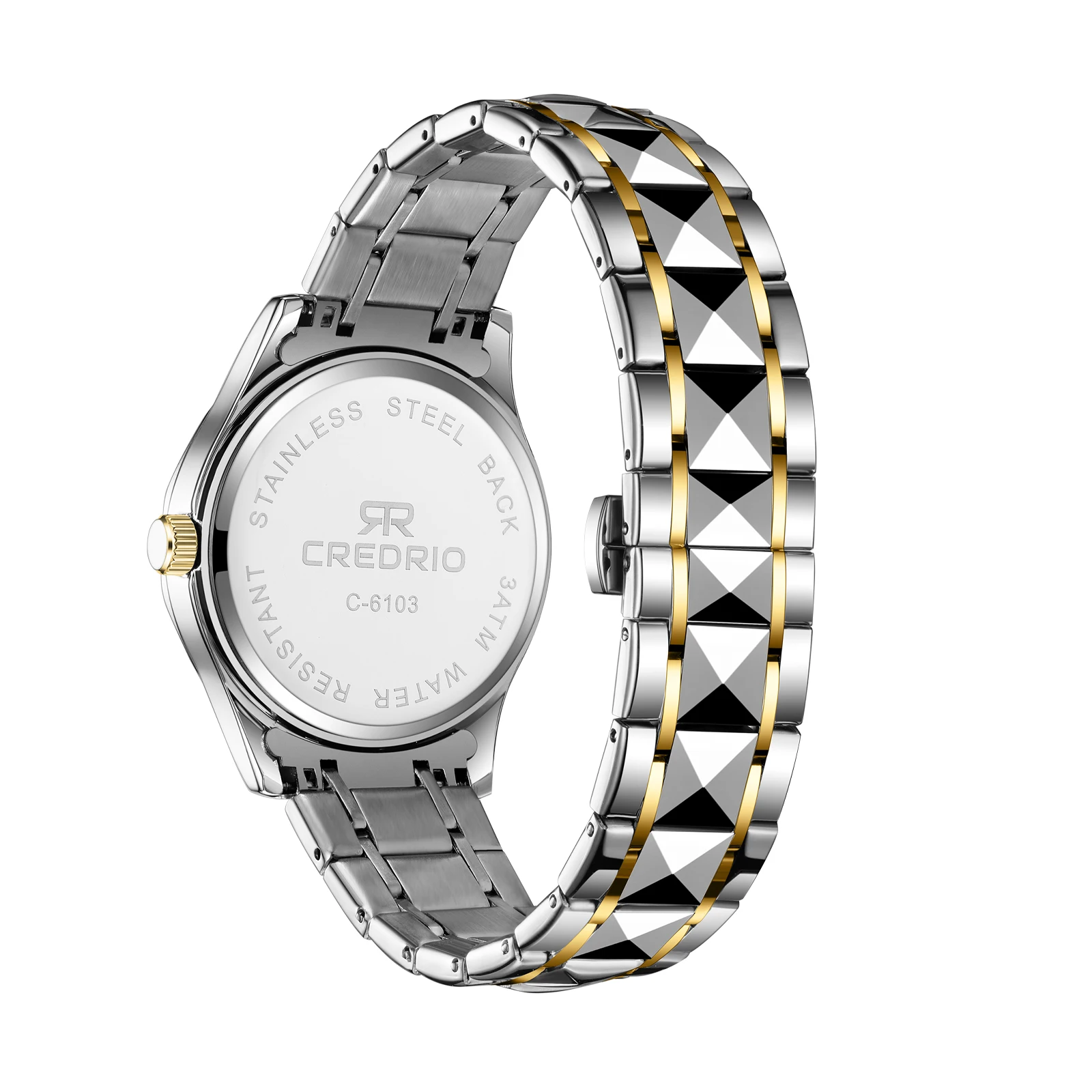 Men's Watches  Rhinestone Luxury Luminous Waterproof Double Calendar Week Quartz Movement Stainless Steel Fashion Business Watch 3
