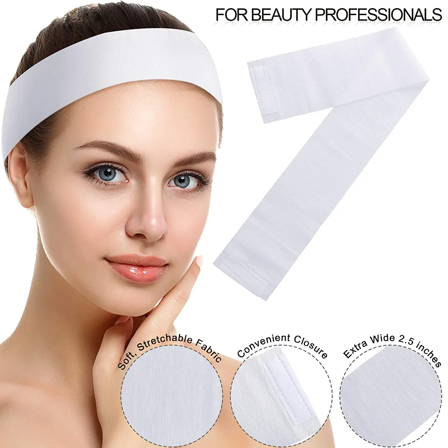 100 Pieces Disposable Spa Facial Headbands Stretch NonWoven Soft Skin