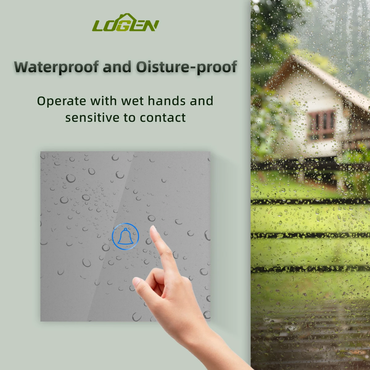 Description Picture 6 of itemEU New Tempered Crystal Glass Panel 4 Color Wall Touch Sensor Doorbell Switch 1 Gang 1Way Blue Backlight No Neutral Wire