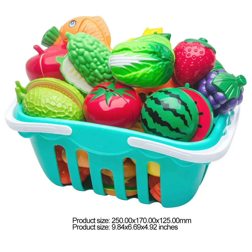 24pcs/Set DIY Fruit Cutting Music Toy egetable Fruit and Vegetable Food Children's Toy Kitchen Food Set for Kids Boys Girls