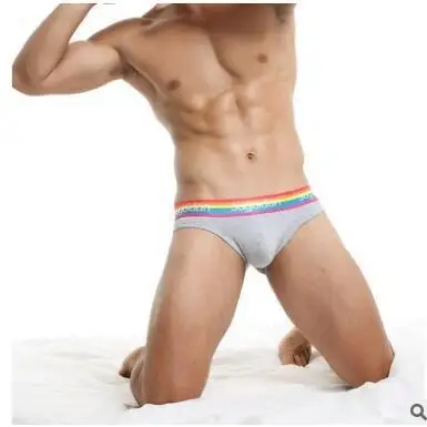 

Underwear men's solid color rainbow men's triangle pants, low waisted men's shorts trend