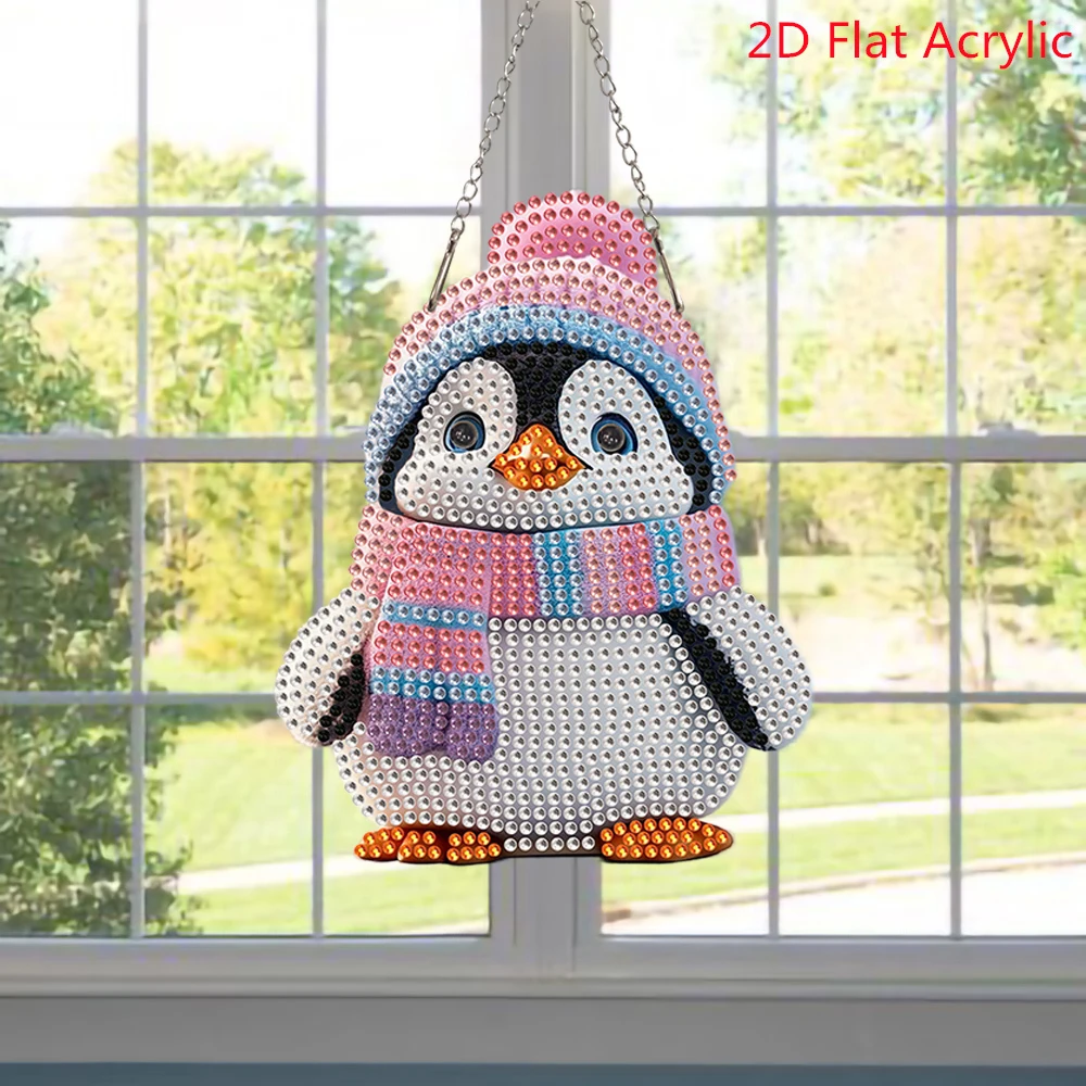Diamond Painting Dangle Cartoon Cute Penguin Diamond Mosaic Beginner 5D Art Set Suncatcher Home Decoration