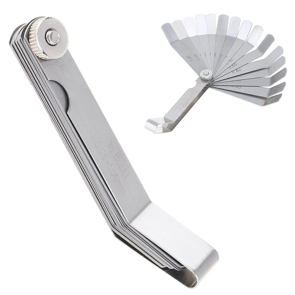 Feeler gauge 16 Blades Curved Feeler Gauge 0.127 to 0.508mm 32 Blades Feeler Gauge Stainless Steel Metric Imperial 0.04-0.88mm