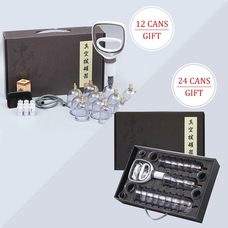 12 Jars Chinese Medicine Vacuum Cupping Professional Therapy Set Skin Massage Slimming Body Fat Burner Smart Cupping Cellulite 6