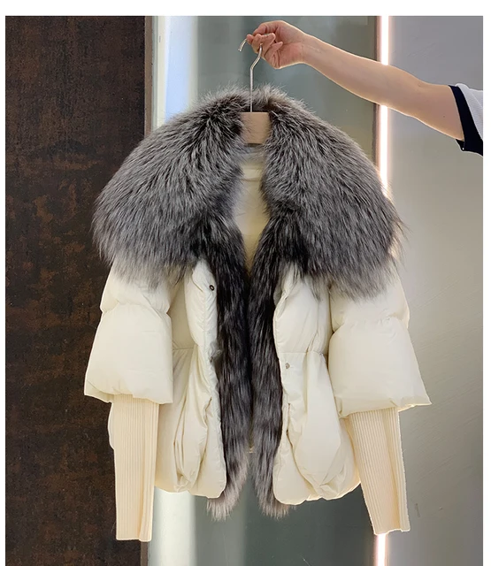 お早めに！希少品 ホワイトダックダウン+本物のキツネ毛皮の襟 スリムフィット 厚い 防寒良品 レディースコート 高 Z9548 S＇新入荷☆ 90%ホワイトダックダウン 本物のキツネ毛皮の襟 防寒