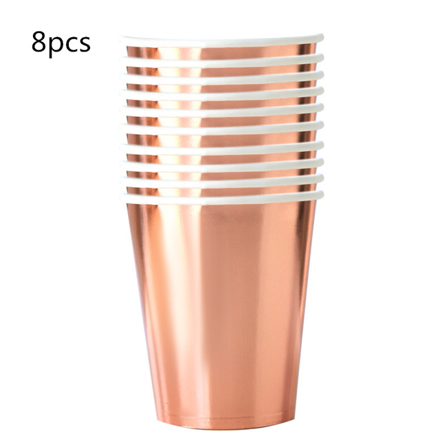 Gold Birthday Decoration Disposable Tableware Set Paper Cup Adult Wedding Birthday Party Decorations Kids Baby Shower Girl
