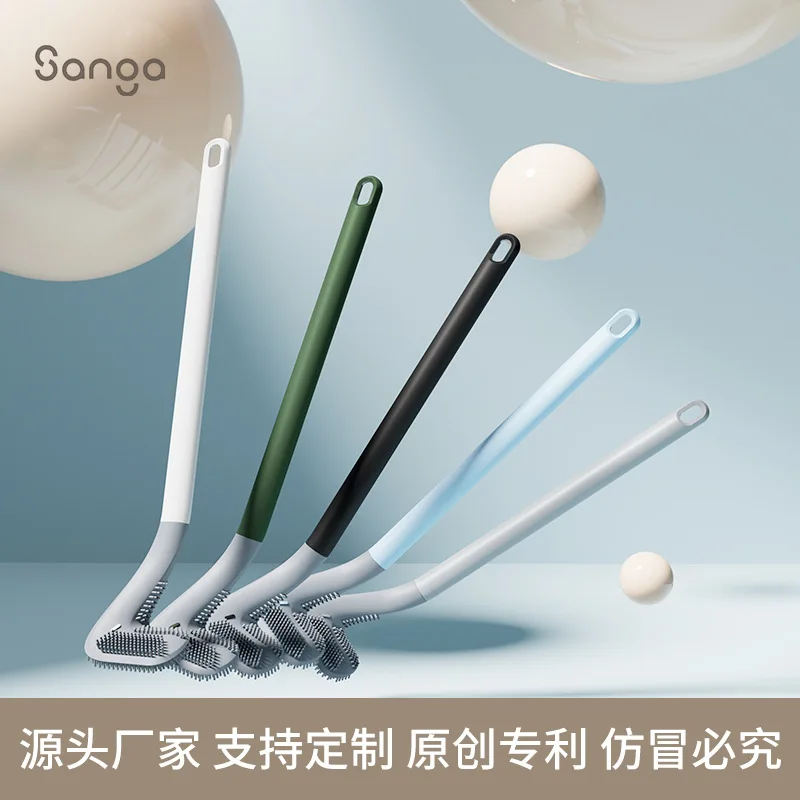 Toilet brush, household toilet long handled soft rubber toilet brush