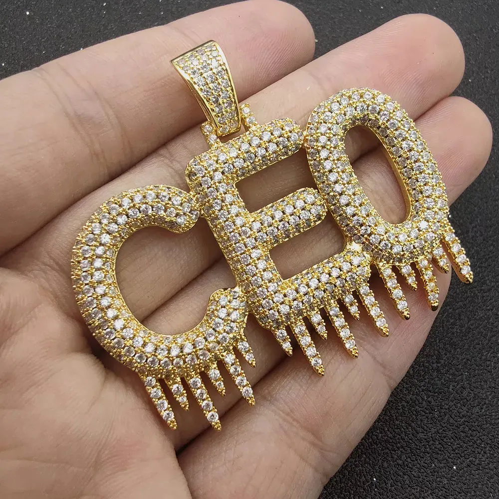 New Hip Hop Icicle Stitching Custom Letter Necklace Ice Out Bling Letter Pendant