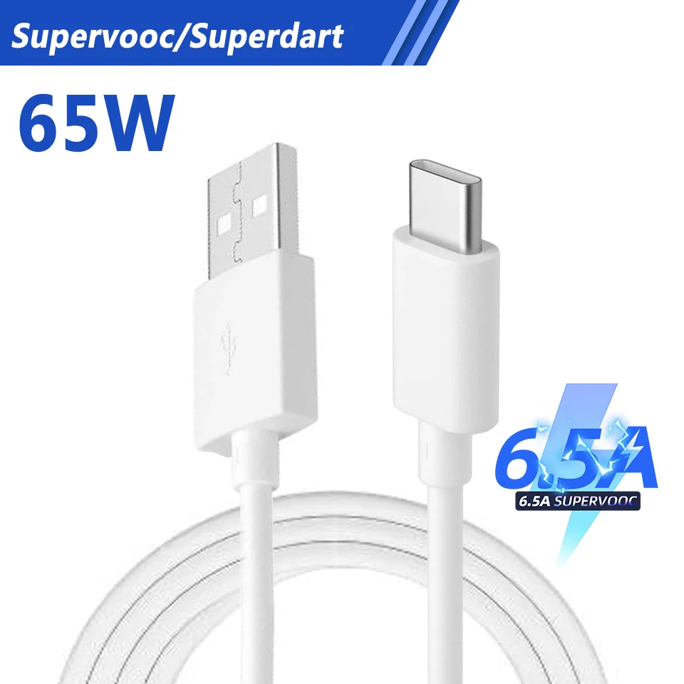 65W Chargeur Rapide Avec Câble USB C 2m Pour SUPERVOOC Chargeur