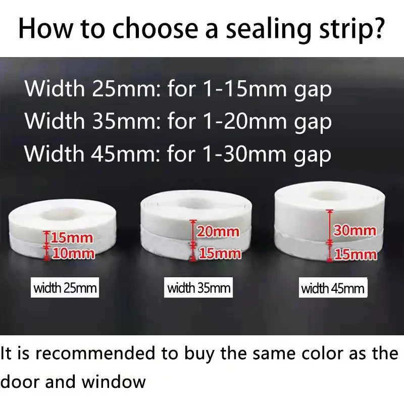 1/3/5M Door Bottom Seal Strip Weather Window Rubber Seal Weatherstrip Windproof Dust Self Adhesive Door Windshield Sealing Tape