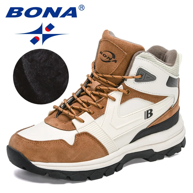 BONA New Designeres Snow Boots Plush Warm Winter Boots Men Outdoor Hiking Shoes Man Anti-Slip Platform High Top Footwear