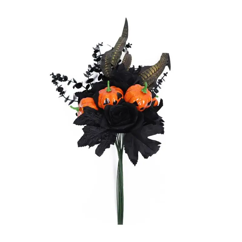 

Halloween Black Flowers Black Silk Artificial Rose Home Living Room Decoration Gothic Black Rose Artificial Flowers For Home