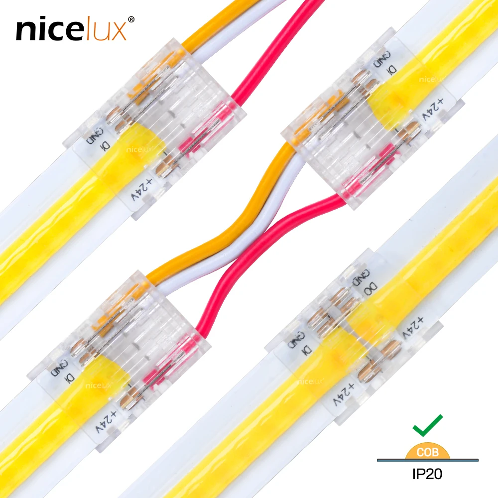 

COB LED Connector 3 Pin 10mm For High Density LED Strip Connection 5/10/50/100pcs FCOB CCT Connector Strip To Strip/Wire Clips