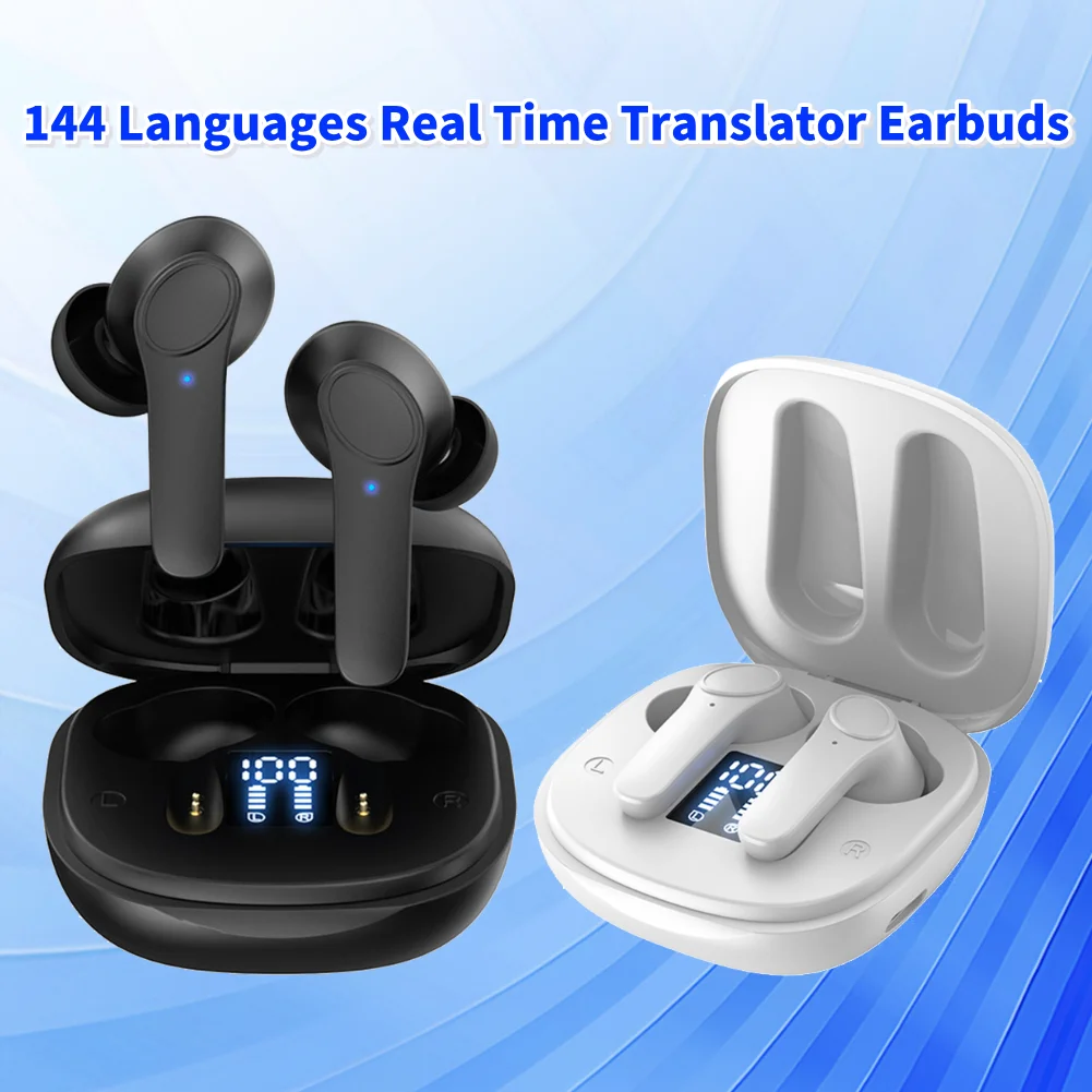Translator Earbuds Real Time AI Language Translator Earbuds, OWS Real-Time 3-in-1 Translation Earbuds 144 Languages & Accents, Translation Device For Travel Business Learning, Ebony Translating Earbuds