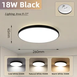 Modern Waterproof LED Ceiling Light - Round, Indoor Lighting for Bathroom, Living Room, Kitchen, or Balcony - 30W/18W, 220V (Warm White)