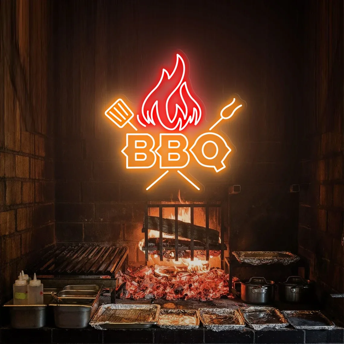 BBQ Neon Signs Barbecue Beer Bar Club Wall Decor Hanging Wedding Sign Birthday Gift Bedroom Game Room Neon