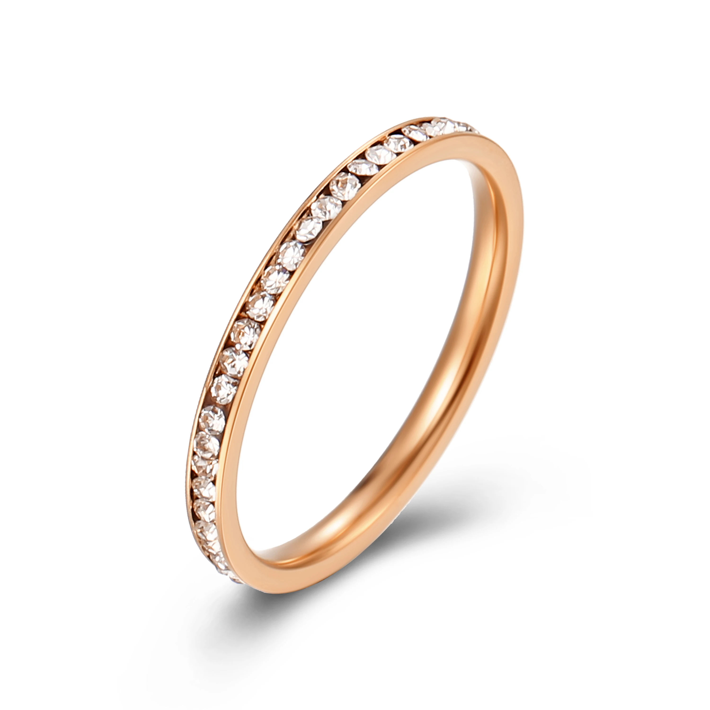 Unisex 2mm Luxury Stainless Steel Men Women Statement Cubic Zircon Rings Gold Silver Color US size 5 6 7 8 9 10 gold color rings stainless steel ring finger ring gold color ring silver ring zircon crystal ring adjustable rings