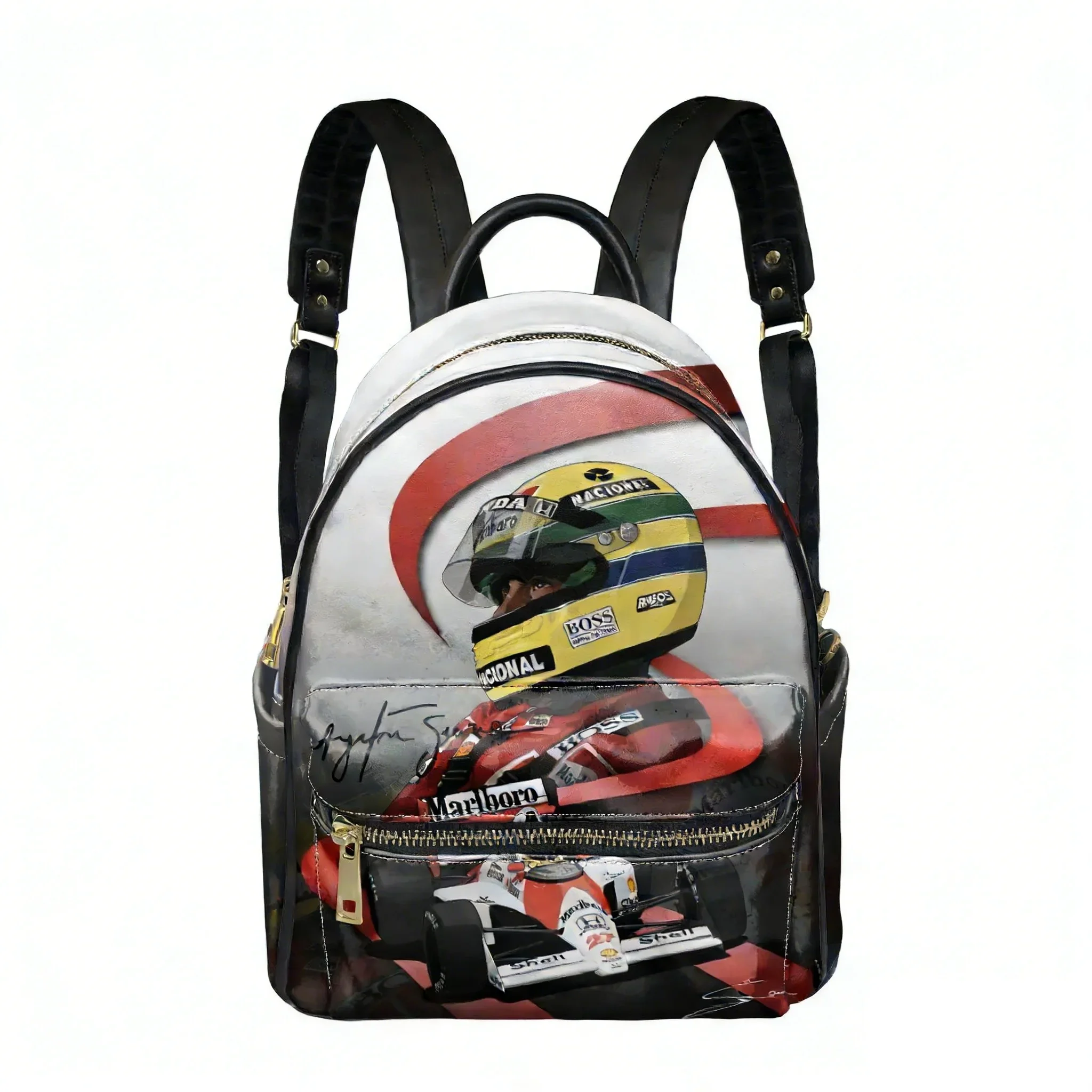 Ayrton Senna Racing Graphics Backpack Womens Men Personalized Double Shoulder Bag Business Travel Bookbag Rucksack Gift Daypack 2