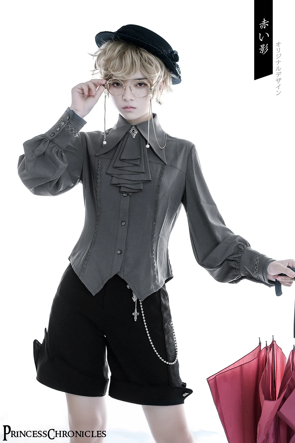 Red Shadow Ouji Lolita Retro Little Prince Lolita Straight Suit Irregular Shorts for Unisex by Princess Chronicles~Pre-order