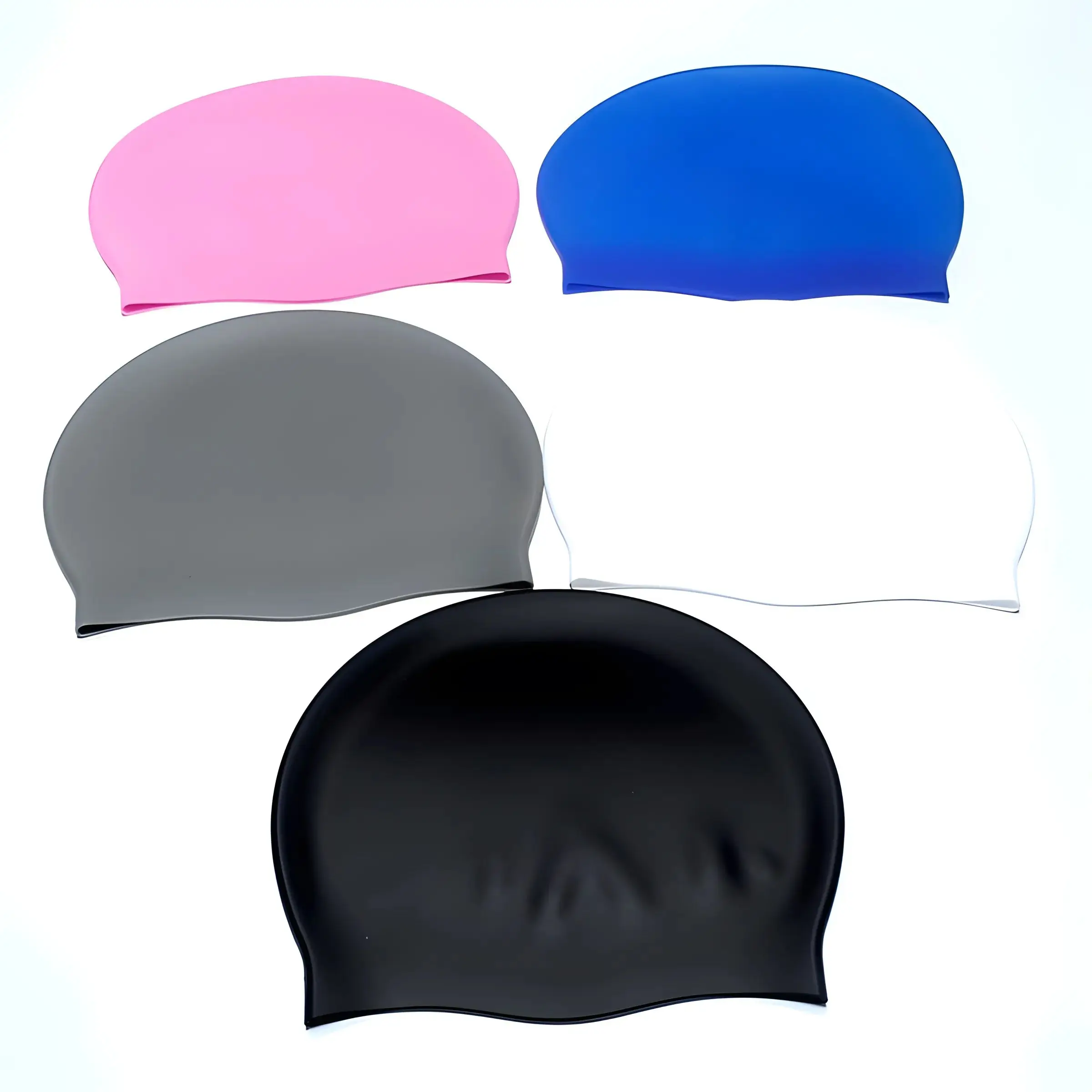 Swimming Cap Silicone Waterproof Swimming Cap Flat Ear Protection Cap Solid Colour Plain Men's and Women's Swimming Cap Child