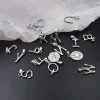 RHYSONG 316L Stainless Steel Initial Letter Silver Color Pendants Round Sun Charm For Women DIY Findings Jewelry Without Chain 1