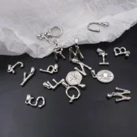 RHYSONG 316L Stainless Steel Initial Letter Silver Color Pendants Round Sun Charm For Women DIY Findings Jewelry Without Chain 1