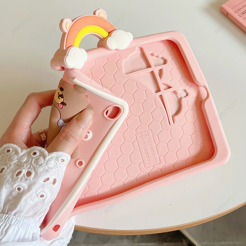 Whimsical 3D Rainbow Bear Tablet Case