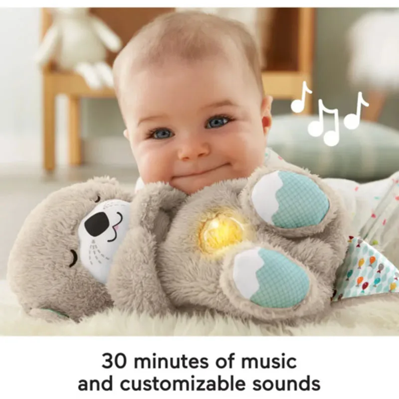 Baby Breathing Bear Mother-kids Soothing Otter Plush Doll Toy Baby Kids Soothing Music Sleeping Companion Sound and Light Doll plush toys