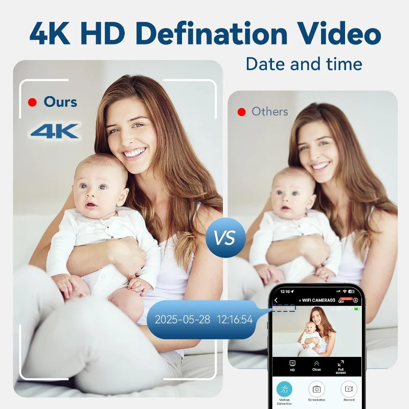 Mini Camera Wireless WiFi HD 4K Connection Phone Remote Plug in Free Monitor Night Vision Micro Camera Security Home Defense 4
