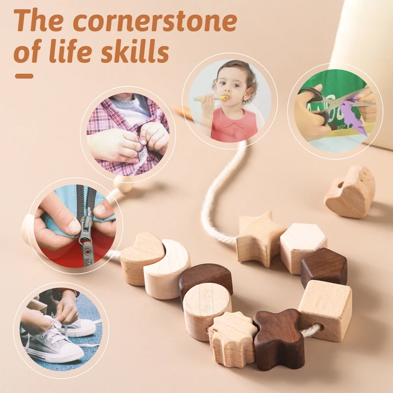 Creative DIY Stringing Toys for Girls and Boys Wooden Hand Beading for Kids Children\'s Handicrafts Newborns Accessories Gift
