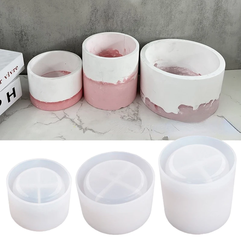 Round Flowerpot Silicone Mold Concrete Gypsum Vase Mold Succulent