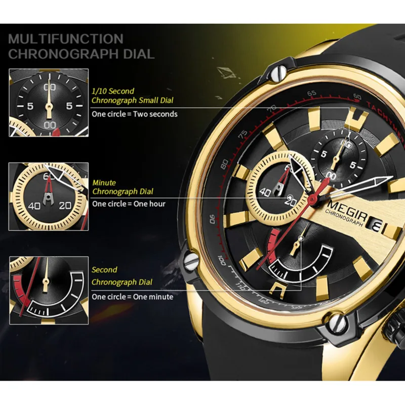 Quartz Watch For Men Reloj Hombre Original Luxury Chronograph Men Sport Silicone Date Waterproof Wristwatch Relogio Masculino