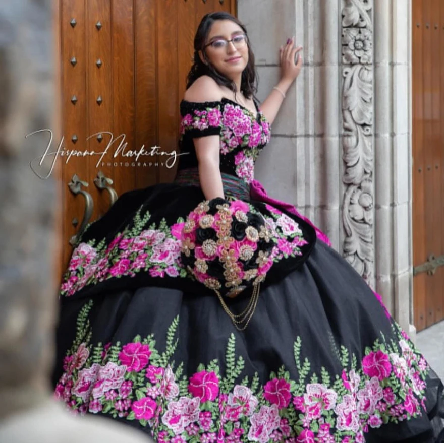 Lorencia Mexican Black Quinceanera Dresses 2024 Pink Embroidery Off The  Shoulder Ball Gown Vestidos De 16 Party Dresses YQD83 - AliExpress 320