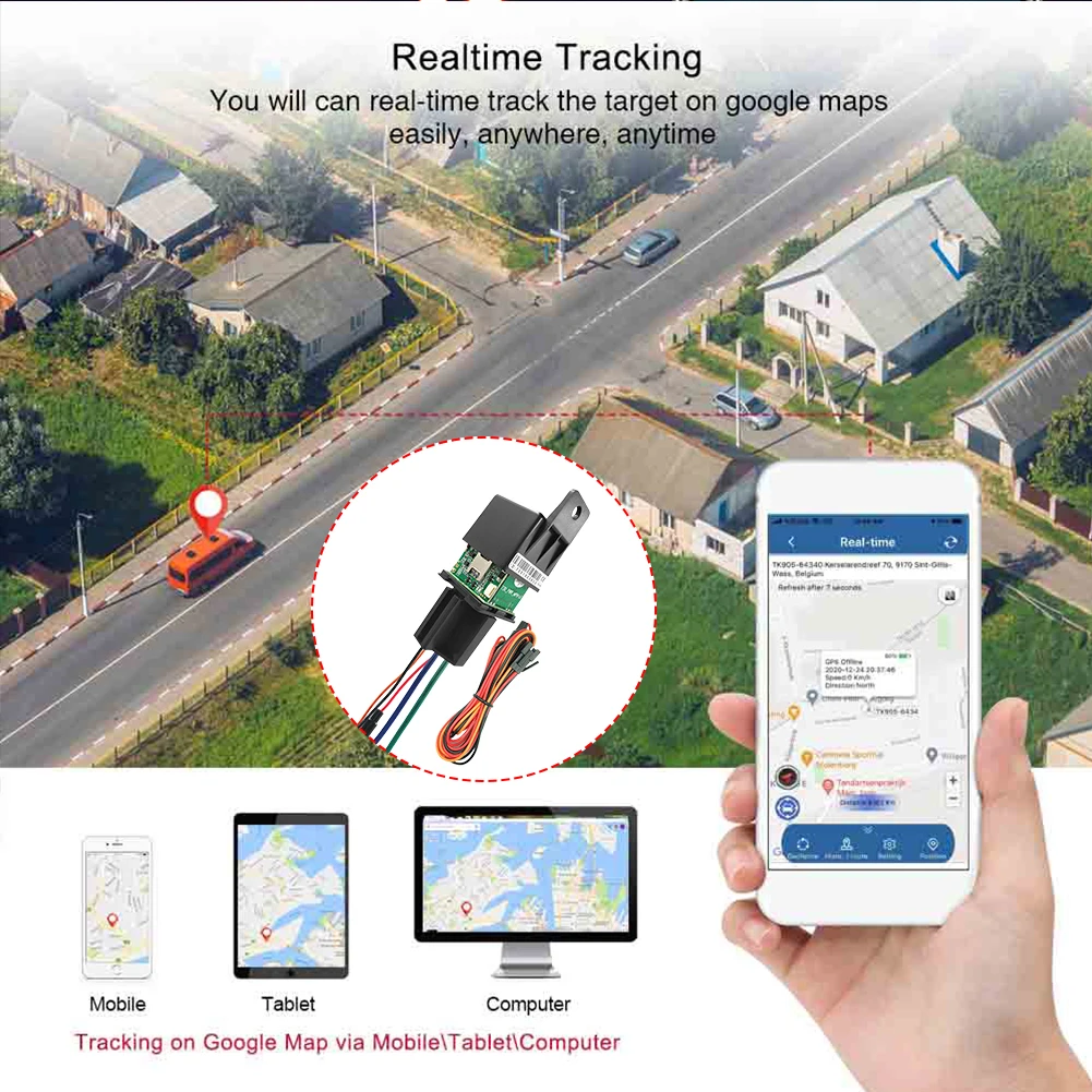 Car Relay Motorcycle Anti-theft Device GSM/GPRS Car Mini Locator ACC Vehicle Positioning Device Status Alarm GNSS LBS Sensitive