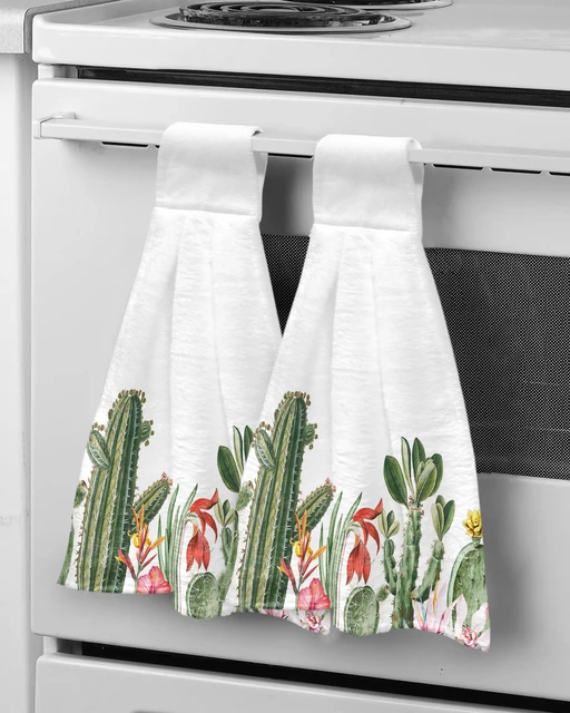 Idyllic Cactus Tropical Plants Hand Towels Bathroom Hanging Cloth  Microfiber Quick Dry Cleaning Cloth Kitchen Towel - AliExpress