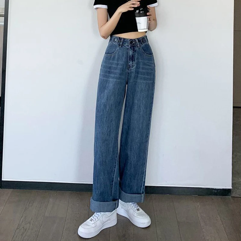 womens clothing Woman Jeans Casual High Waist Clothes Long Wide Leg Denim Clothing Blue Streetwear Vintage Fashion Harajuku Straight Jeans Pants tommy jeans