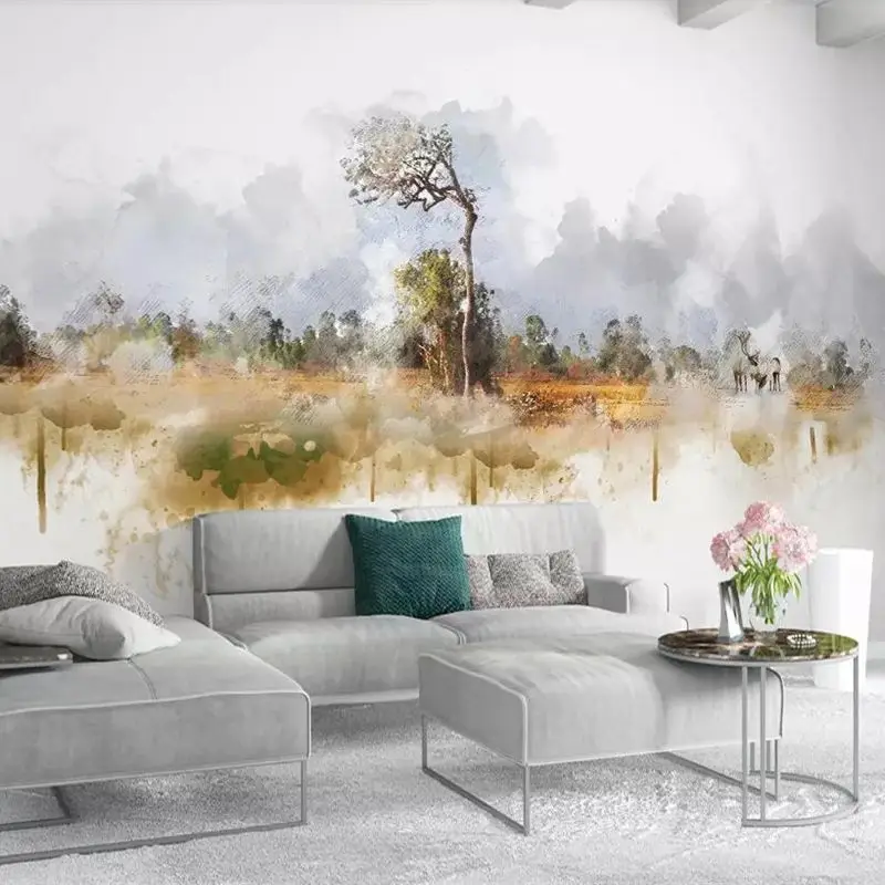 

Beibehang Custom wallpaper 3d mural modern Nordic minimalistic abstract tree elk landscape TV background wall papers home decor