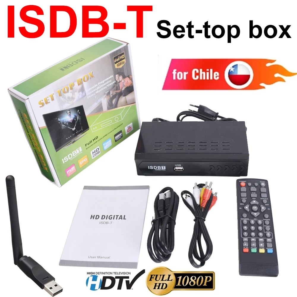Digital TV Decoder ISDB-T For Chile 1080P HD Terrestrial Set Top Box HDMI and RCA Supports Smart TVs or old TVs